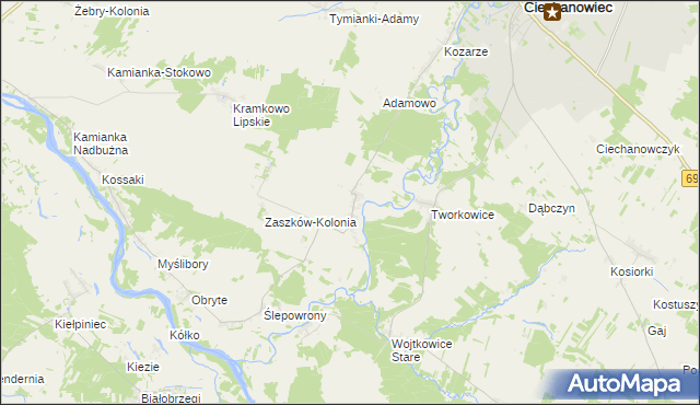 mapa Zaszków gmina Nur, Zaszków gmina Nur na mapie Targeo