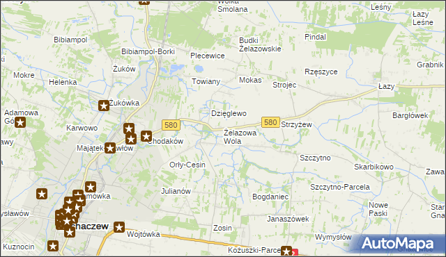 mapa Żelazowa Wola, Żelazowa Wola na mapie Targeo