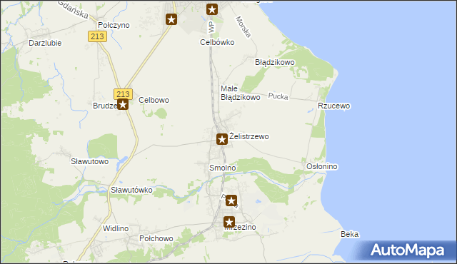 mapa Żelistrzewo, Żelistrzewo na mapie Targeo