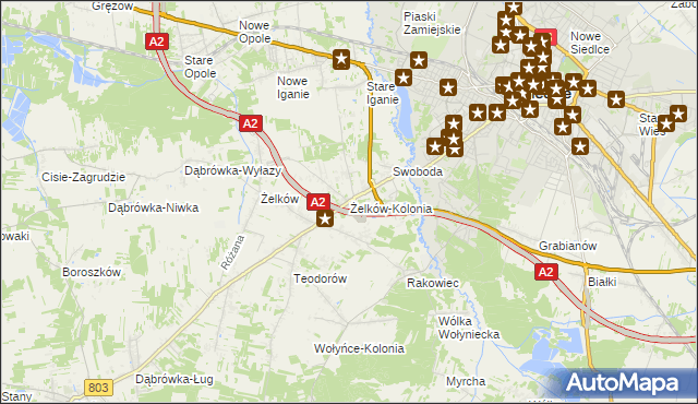 mapa Żelków-Kolonia, Żelków-Kolonia na mapie Targeo