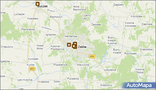 mapa Zelów, Zelów na mapie Targeo