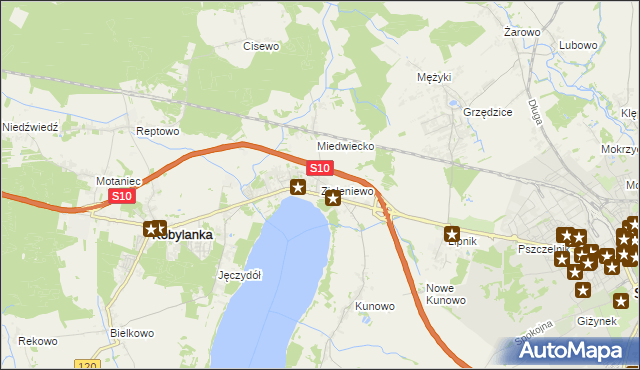 mapa Zieleniewo gmina Kobylanka, Zieleniewo gmina Kobylanka na mapie Targeo