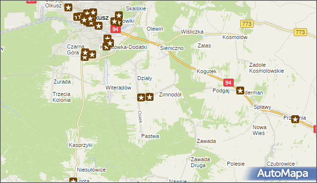 mapa Zimnodół, Zimnodół na mapie Targeo