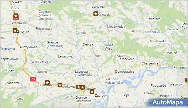 mapa Złota gmina Czchów, Złota gmina Czchów na mapie Targeo