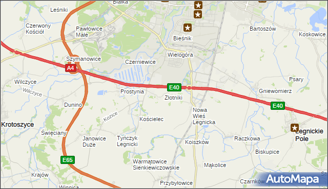 mapa Złotniki gmina Krotoszyce, Złotniki gmina Krotoszyce na mapie Targeo