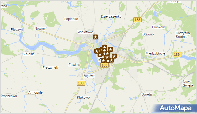 mapa Złotów, Złotów na mapie Targeo