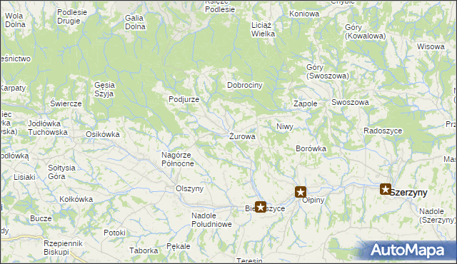 mapa Żurowa, Żurowa na mapie Targeo