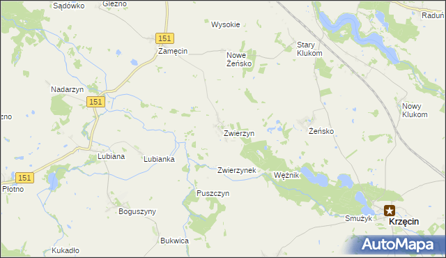 mapa Zwierzyn gmina Choszczno, Zwierzyn gmina Choszczno na mapie Targeo
