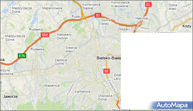 mapa Bielsko-Białej, Bielsko-Biała na mapie Targeo