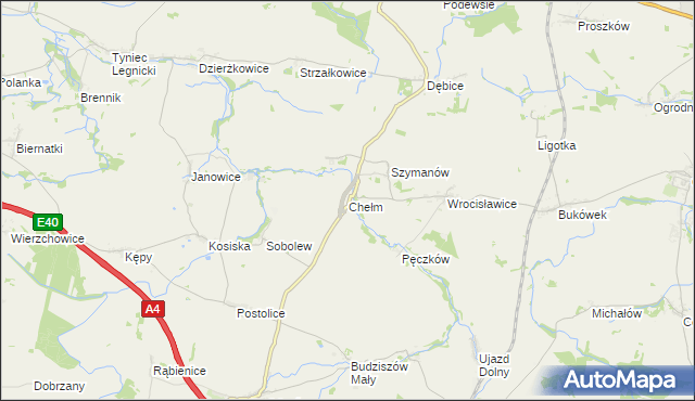 mapa Chełm gmina Malczyce, Chełm gmina Malczyce na mapie Targeo