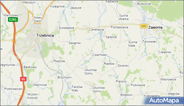 mapa Czachowo gmina Zawonia, Czachowo gmina Zawonia na mapie Targeo