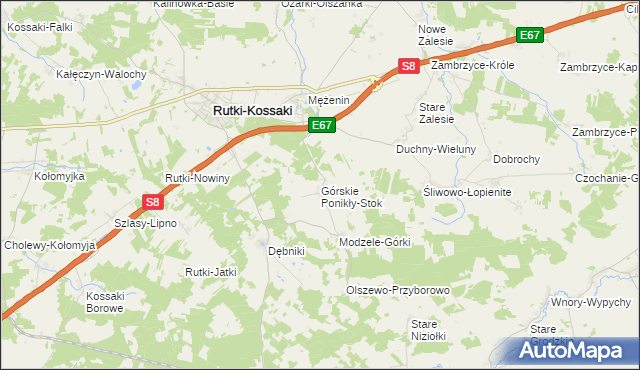 mapa Górskie Ponikły-Stok, Górskie Ponikły-Stok na mapie Targeo