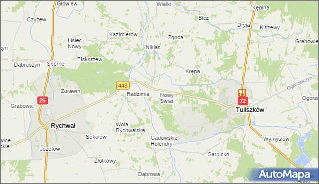 mapa Nowy Świat gmina Tuliszków, Nowy Świat gmina Tuliszków na mapie Targeo