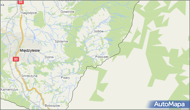 mapa Potoczek gmina Międzylesie, Potoczek gmina Międzylesie na mapie Targeo