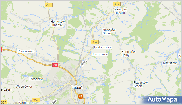 mapa Uniegoszcz, Uniegoszcz na mapie Targeo