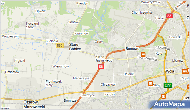 mapa Blizne Jasińskiego, Blizne Jasińskiego na mapie Targeo