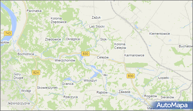 mapa Celejów gmina Wąwolnica, Celejów gmina Wąwolnica na mapie Targeo