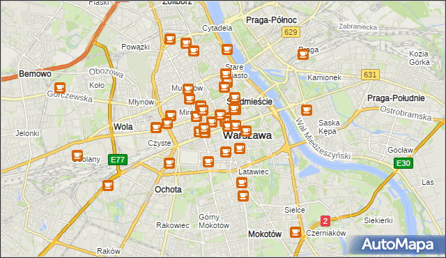 mapa Warszawy, Warszawa na mapie Targeo