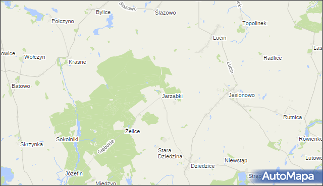 mapa Jarząbki gmina Barlinek, Jarząbki gmina Barlinek na mapie Targeo