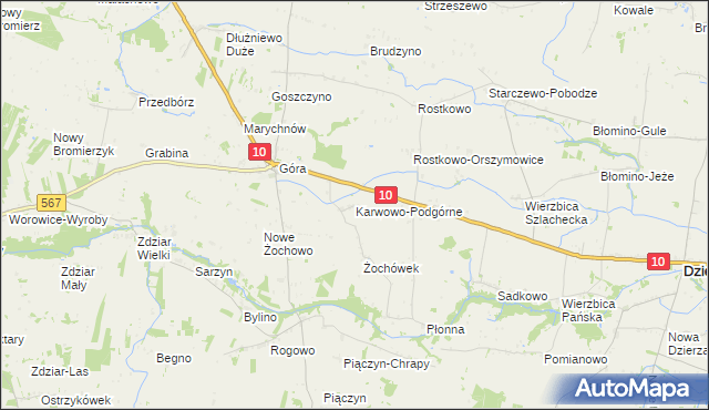 mapa Karwowo-Podgórne, Karwowo-Podgórne na mapie Targeo