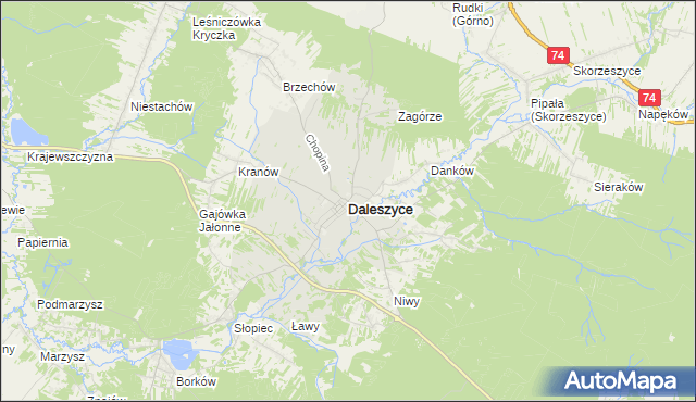 mapa Daleszyce, Daleszyce na mapie Targeo