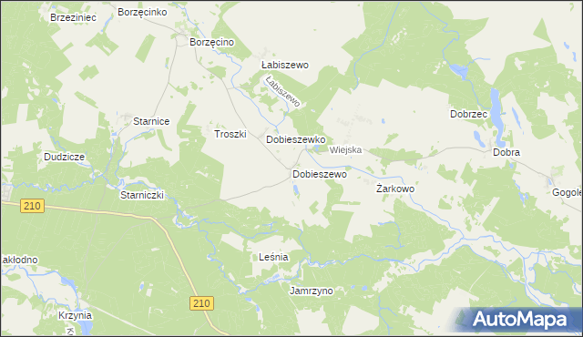 mapa Dobieszewo gmina Dębnica Kaszubska, Dobieszewo gmina Dębnica Kaszubska na mapie Targeo