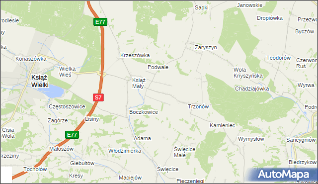 mapa Książ Mały-Kolonia, Książ Mały-Kolonia na mapie Targeo