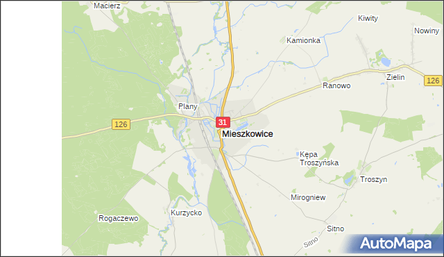 mapa Mieszkowice powiat gryfiński, Mieszkowice powiat gryfiński na mapie Targeo