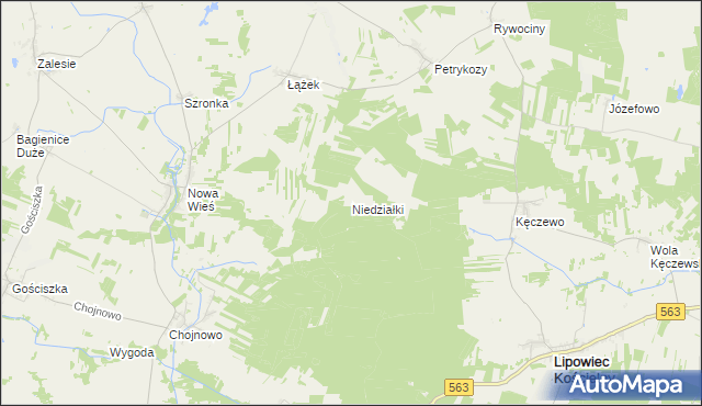 mapa Niedziałki gmina Kuczbork-Osada, Niedziałki gmina Kuczbork-Osada na mapie Targeo