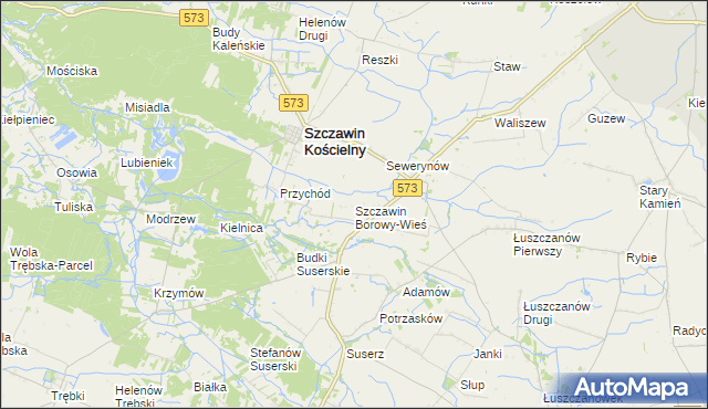 mapa Szczawin Borowy-Wieś, Szczawin Borowy-Wieś na mapie Targeo