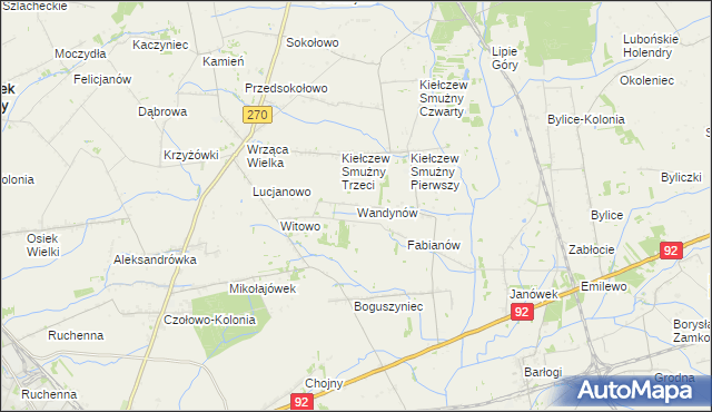 mapa Wandynów gmina Koło, Wandynów gmina Koło na mapie Targeo