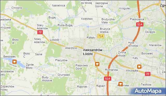 mapa Aleksandrów Łódzki, Aleksandrów Łódzki na mapie Targeo