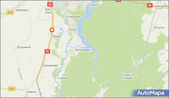 mapa Białe gmina Koronowo, Białe gmina Koronowo na mapie Targeo