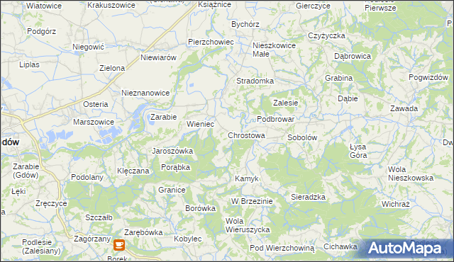 mapa Chrostowa gmina Łapanów, Chrostowa gmina Łapanów na mapie Targeo