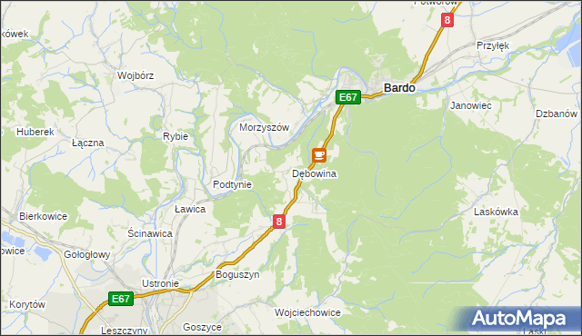 mapa Dębowina, Dębowina na mapie Targeo