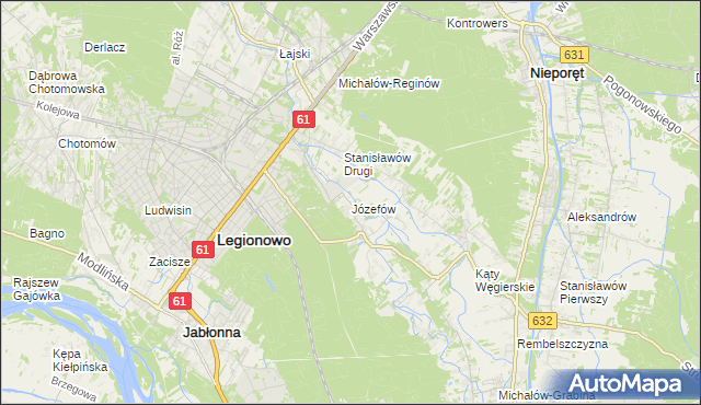 mapa Józefów gmina Nieporęt, Józefów gmina Nieporęt na mapie Targeo