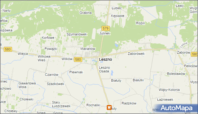 mapa Leszno powiat warszawski zachodni, Leszno powiat warszawski zachodni na mapie Targeo