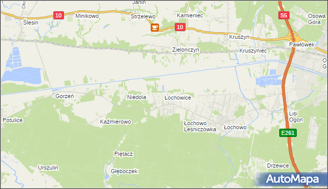 mapa Łochowice gmina Białe Błota, Łochowice gmina Białe Błota na mapie Targeo