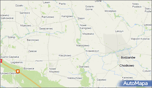 mapa Małoszewo gmina Bodzanów, Małoszewo gmina Bodzanów na mapie Targeo