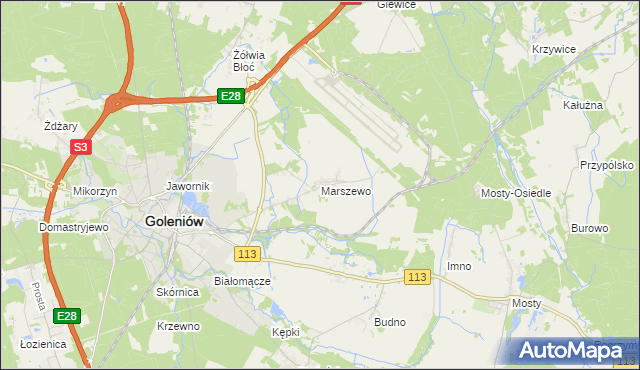 mapa Marszewo gmina Goleniów, Marszewo gmina Goleniów na mapie Targeo