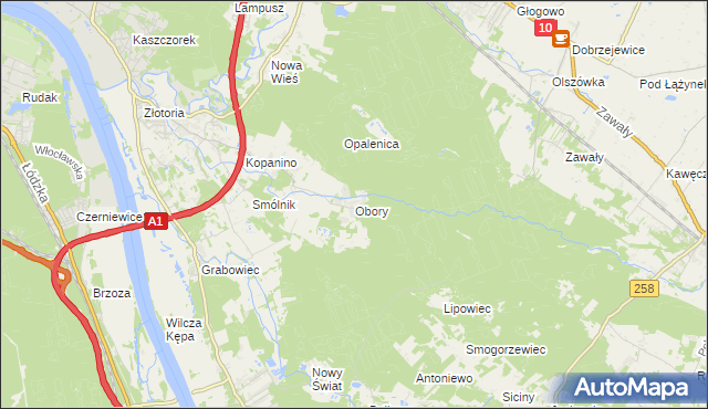 mapa Obory gmina Obrowo, Obory gmina Obrowo na mapie Targeo