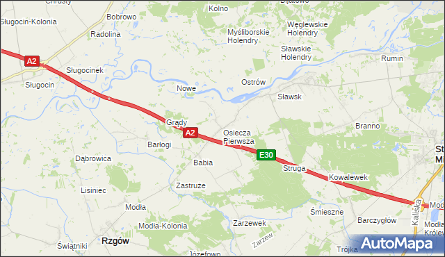 mapa Osiecza Pierwsza, Osiecza Pierwsza na mapie Targeo