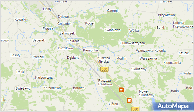 mapa Puszcza Miejska, Puszcza Miejska na mapie Targeo