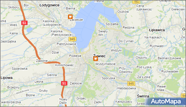 mapa Żywiec, Żywiec na mapie Targeo