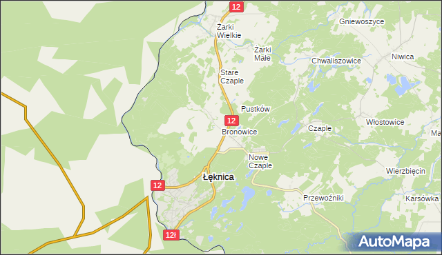 mapa Bronowice gmina Trzebiel, Bronowice gmina Trzebiel na mapie Targeo