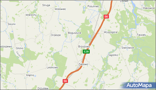 mapa Brzozowo gmina Nowogard, Brzozowo gmina Nowogard na mapie Targeo