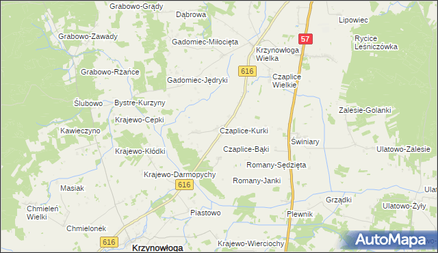mapa Czaplice-Kurki, Czaplice-Kurki na mapie Targeo