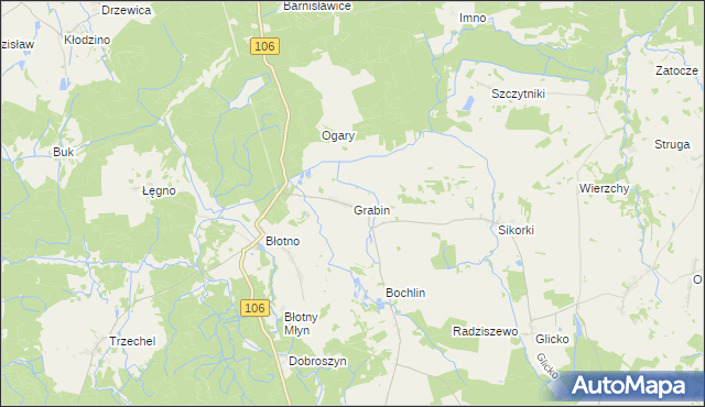 mapa Grabin gmina Nowogard, Grabin gmina Nowogard na mapie Targeo