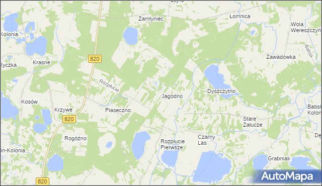 mapa Jagodno gmina Ludwin, Jagodno gmina Ludwin na mapie Targeo