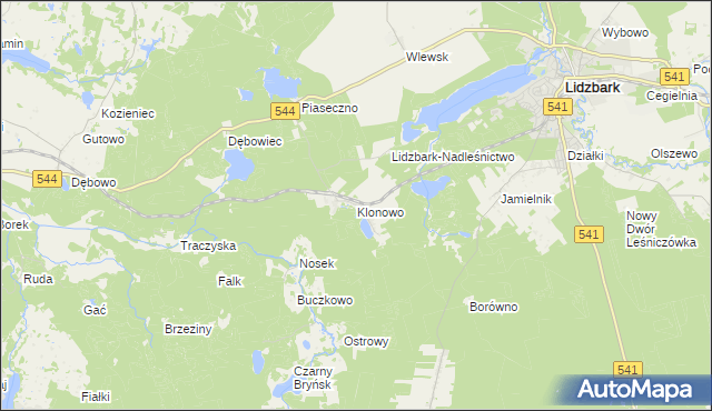 mapa Klonowo gmina Lidzbark, Klonowo gmina Lidzbark na mapie Targeo